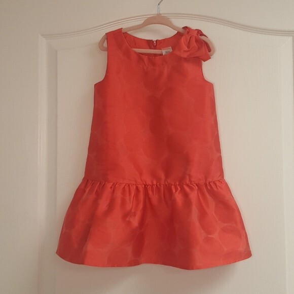 Gymboree Drop Waist Coral Bow Easter Dress - Picture 1 of 4